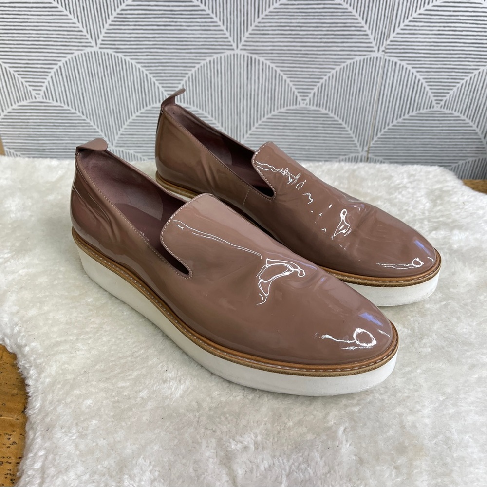 Vince Sanders Patent Leather Platform Slip On Sneakers